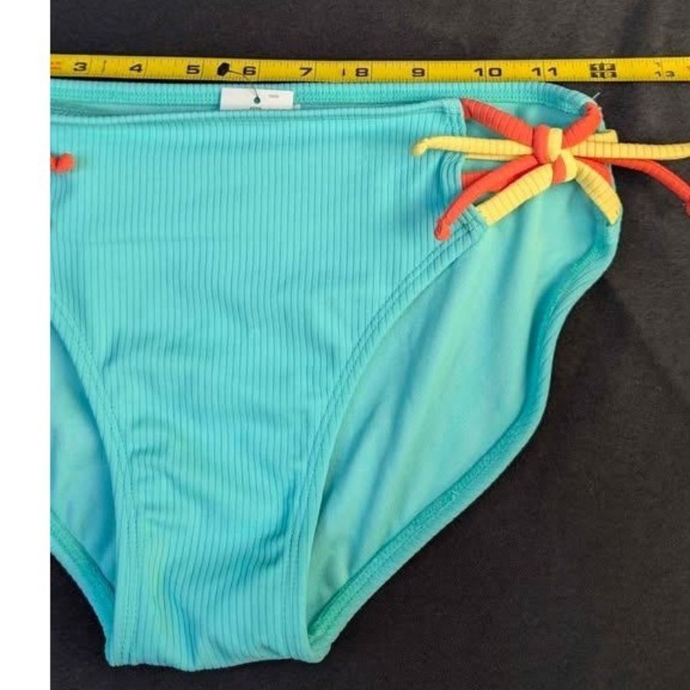 Art Class~Girls Bikini Bottom ~ Size XL 14 ~ Aqua Green/Ribbed/Multi Strappy Tie - Picture 5 of 11